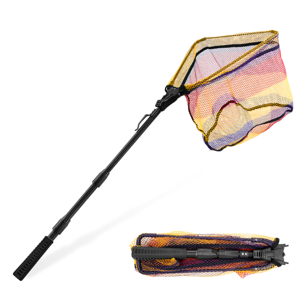ซันนี่ ตกปลาสุทธิพับเชื่อมโยงไปถึงสุทธิที่มียาวพิเศษ Telescoping เสาจับพับยางเคลือบตกปลาสุทธิสําหรับจับง่ายปล่อยตาข่ายปลาขนาดกะทัดรัดสําหรับเด็กแล