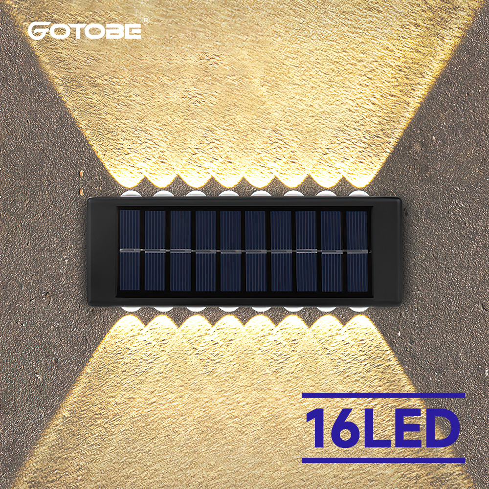 โคมไฟติดผนัง Led 16 ดวง พลังงานแสงอาทิตย์ กันน้ํา ส่องสว่าง สําหรับตกแต่งสวน ระเบียงกลางแจ้ง
