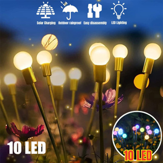 โคมไฟ LED 10 ดวง พลังงานแสงอาทิตย์ กันน้ํา สําหรับตกแต่งสวน สนามหญ้า