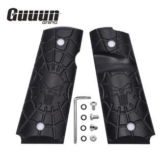 Guuun G10 Grips สําหรับ 1911 Compact/Officer Big Scoop Skull Skeleton Texture - 4 สี