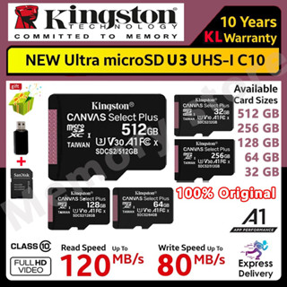 【พร้อมส่ง】Kingston การ์ดหน่วยความจํา Micro Sd Class 10 120MB/s 64G/256GB/128GB/512GB TF สําหรับกล้องวงจรปิด Dashcam