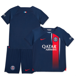 เสื้อกีฬาแขนสั้น ลายทีมชาติฟุตบอล Paris Saint-Germain PSG คุณภาพสูง สีฟ้า สําหรับเด็ก 2023