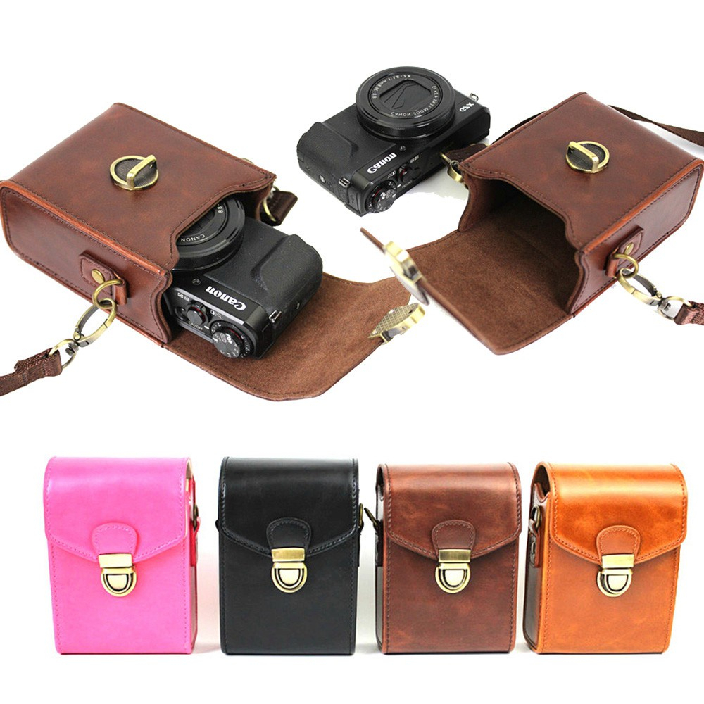 สําหรับ CanonG7X Mark II G9X SX740HS SX730HS SX720HS SX710 SX700 ฝาครอบกล้องพร้อมสายคล้องหนัง PU กรณ