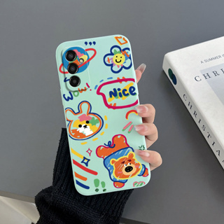 เคสโทรศัพท์มือถือ Tpu แบบนิ่ม พิมพ์ลายการ์ตูนกระต่าย และหมี มีสายคล้อง สําหรับ Samsung M14 5G