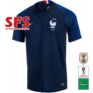 เสื้อกีฬาแขนสั้น ลายทีมชาติฟุตบอล WC France 2018 ชุดเหย้า ทรงหลวม คุณภาพสูง ไซซ์ S - 2XL