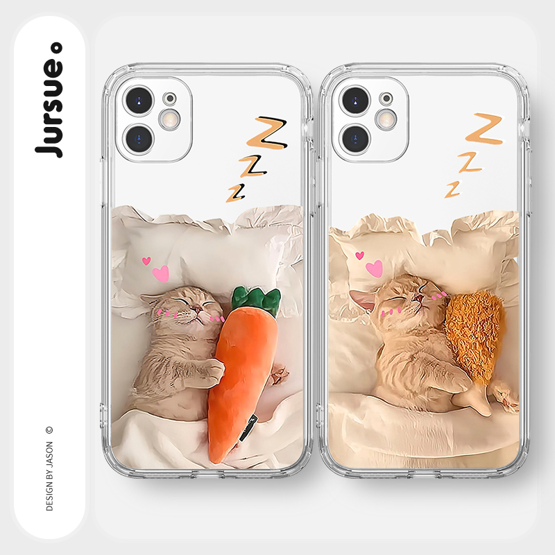 JURSUE เคสคู่ เคสไอโฟน คู่รัก กันกระแทกซิลิโคนนุ่มใสน่ารักตลก เคสโทรศัพท์ Compatible for iPhone 15 14 13 12 11 Pro Max SE 2020 X XR XS 8 7 Plus พลัส Y3557