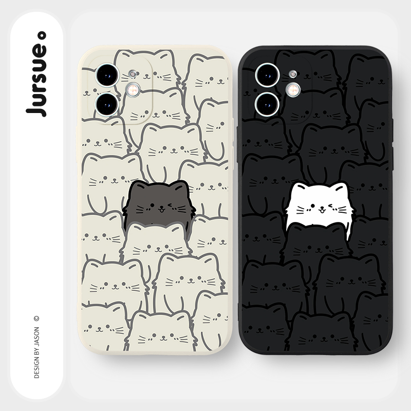 JURSUE เคสคู่ เคสไอโฟน คู่รัก กันกระแทกซิลิโคนนุ่มน่ารักตลก เคสโทรศัพท์ Compatible for iPhone 17 Air 16 15 14 13 12 11 Pro Max SE 2020 X XR XS 8 7 Plus พลัส Y3560