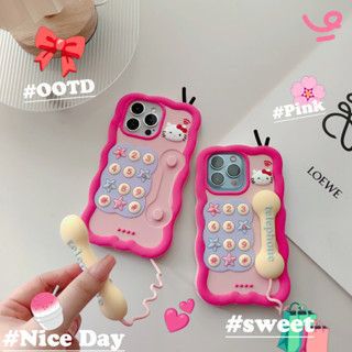 เคสโทรศัพท์มือถือ ซิลิโคน ลายการ์ตูนเฮลโลคิตตี 3D สีชมพู สําหรับ iPhone 14 13 12 Pro Max 11 14promax