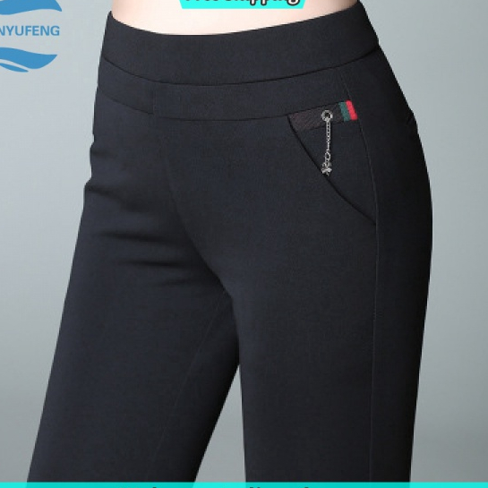 ส่งฟรี กางเกงขายาวลําลอง ผ้าฝ้าย เอวสูง ยืดหยุ่น พลัสไซซ์ สีดํา สไตล์เกาหลี วินเทจ สําหรับสตรี ไซซ์ M-4XL พร้อมส่ง