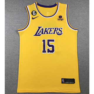 เสื้อกีฬาบาสเก็ตบอล ปักลาย Los Angeles Lakers 3 Austin Reaves สีเหลือง สําหรับผู้ชาย 2023