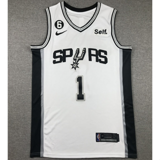 เสื้อกีฬาบาสเก็ตบอล ปักลาย NBA San Antonio Spurs 1 Victor Wembanyama สีขาว สําหรับผู้ชาย 2023