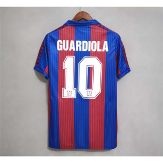 เสื้อกีฬาแขนสั้น ลายทีมชาติฟุตบอล Barcelona GUARDIOLA คุณภาพสูง สไตล์เรโทร 90-91