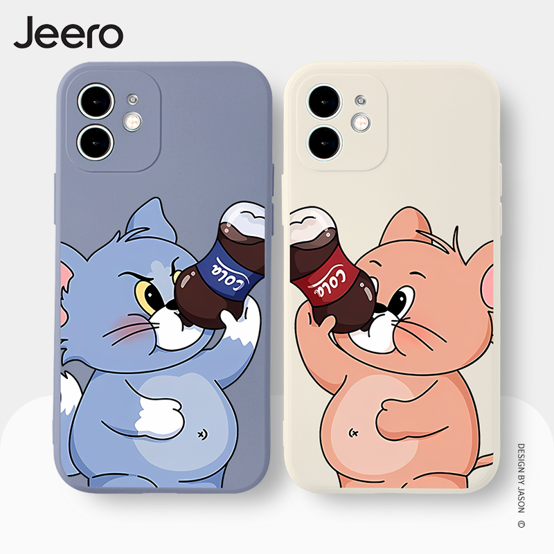 Jeero เคสคู่ เคสไอโฟน คู่รัก กันกระแทกซิลิโคนนุ่มการ์ตูนน่ารักตลก เคสโทรศัพท์ Compatible for iPhone 16 15 14 13 12 11 Pro Max SE 2020 X XR XS 8 7 Plus พลัส HFE2408