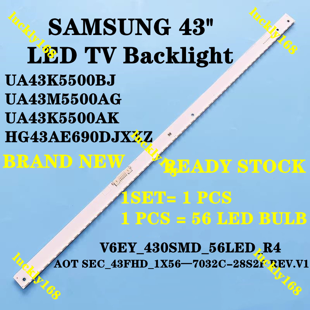 แบ็คไลท์สําหรับแถบ led Samsung UA43K5500BJ UA43M5500AG UA43K5500AK Backlight Strip AOT SEC_43FHD_1X5