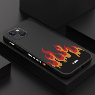 เคสโทรศัพท์มือถือ ซิลิโคน ลาย Fierce Fire มีลายด้านข้าง สําหรับ IPhone 13Pro 13 12 Mini Pro 5G Max