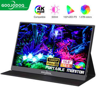 Goojodoq มอนิเตอร์ แบบพกพา สําหรับแล็ปท็อป 15.6 นิ้ว 1920*1080P FHD IPS USB-C HDMI สําหรับ iPad PC Mac Phone Xbox Switch PS4