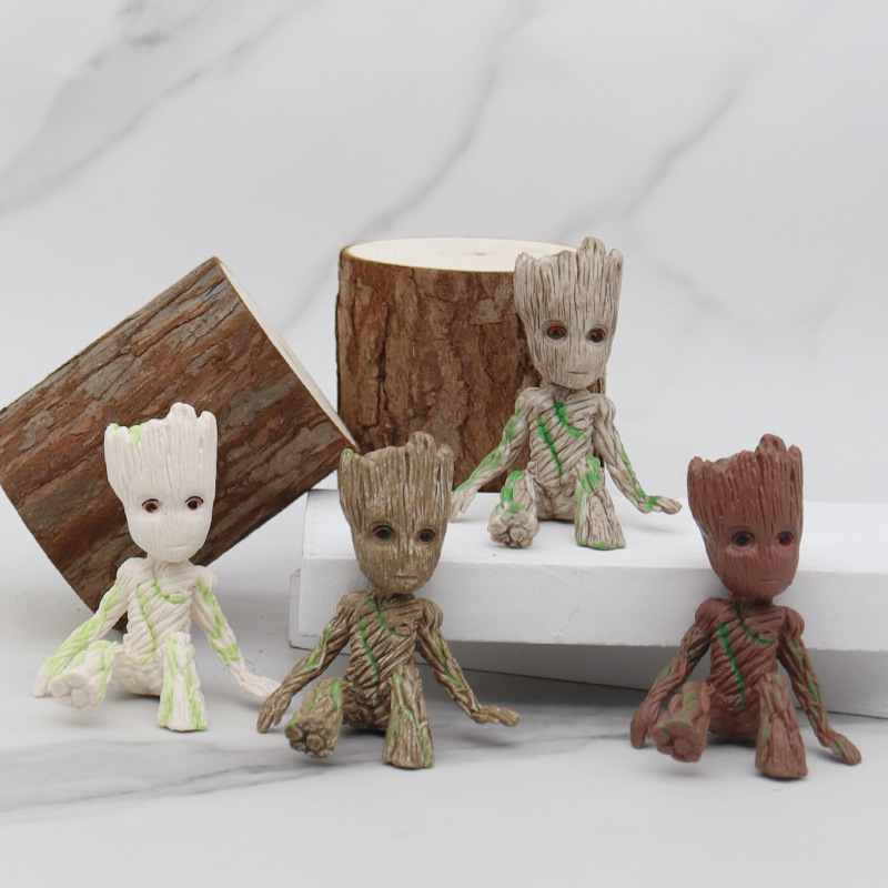 1 ชิ้น 6 ซม.การ์ตูน avengers Alliance Guardians of the Galaxy Groot รุ่น Q ดอกไม้หม้อตกแต่งรถ PVC ตัวเลขการกระทําตุ๊กตาของเล่นเด็กของขวัญ