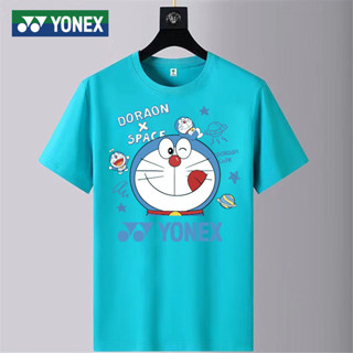 Yonex ใหม่ เสื้อยืดแขนสั้น พิมพ์ลายโดราเอมอน แบบแห้งเร็ว สําหรับทุกเพศ 2023