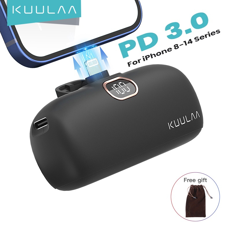 KUULAA พาวเวอร์แบงค์ชาร์จเร็ว แบบพกพา PD20W 5000mah QC3.0 สําหรับ iPhone6-17pro max Android