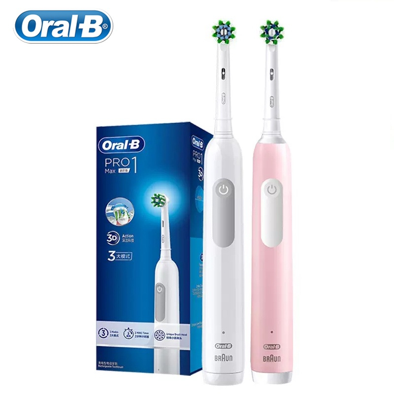 แปรงสีฟันไฟฟ้า Oral B Pro Max 3 โหมดการแปรงฟันพร้อมเซ็นเซอร์แรงดันจับเวลา Cross Action แปรงฟันทําความสะอาดฟันอย่างล้ําลึก