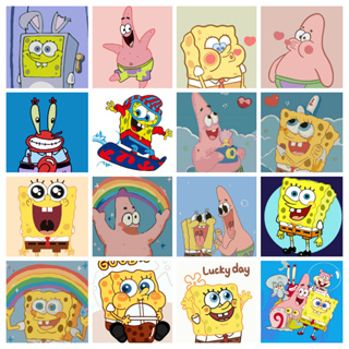 ภาพระบายสีตามตัวเลข บนผ้าใบ ลาย Spongebob Squarepants Ii 20x20 ซม. DIY สําหรับเด็ก