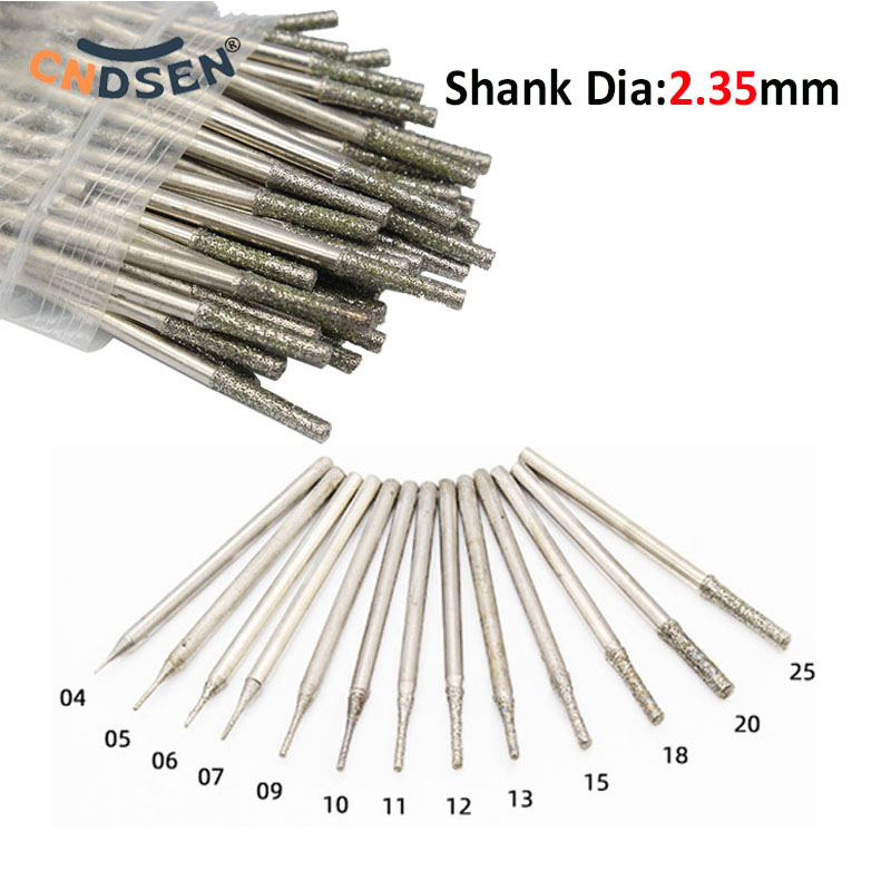 ดอกสว่านเจาะรู เคลือบเพชร 0.3~2.5 มม. สําหรับเจาะแก้ว คริสตัล น้ําผึ้ง ขี้ผึ้ง อาเกต หยก 10 ชิ้น ต่อล็อต