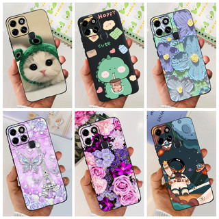 เคสโทรศัพท์มือถือ ซิลิโคนนิ่ม ลายไดโนเสาร์ แมวน่ารัก สีดํา สําหรับ Infinix Smart 6 X6511E X657B Smart6