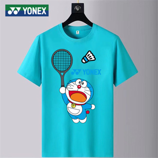 Yonex เสื้อยืดแขนสั้น พิมพ์ลายแบดมินตัน “Doraemon” แห้งเร็ว สําหรับผู้ชาย และผู้หญิง