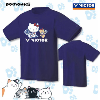 ใหม่ เสื้อยืดแขนสั้น พิมพ์ลายการ์ตูน Victor Badminton แบบแห้งเร็ว สําหรับผู้ชาย และผู้หญิง 2023