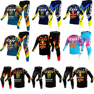 เสื้อกีฬาแขนสั้น ลายทีมแข่งรถวิบาก FXR KTM และกางเกง สีแดง 2023