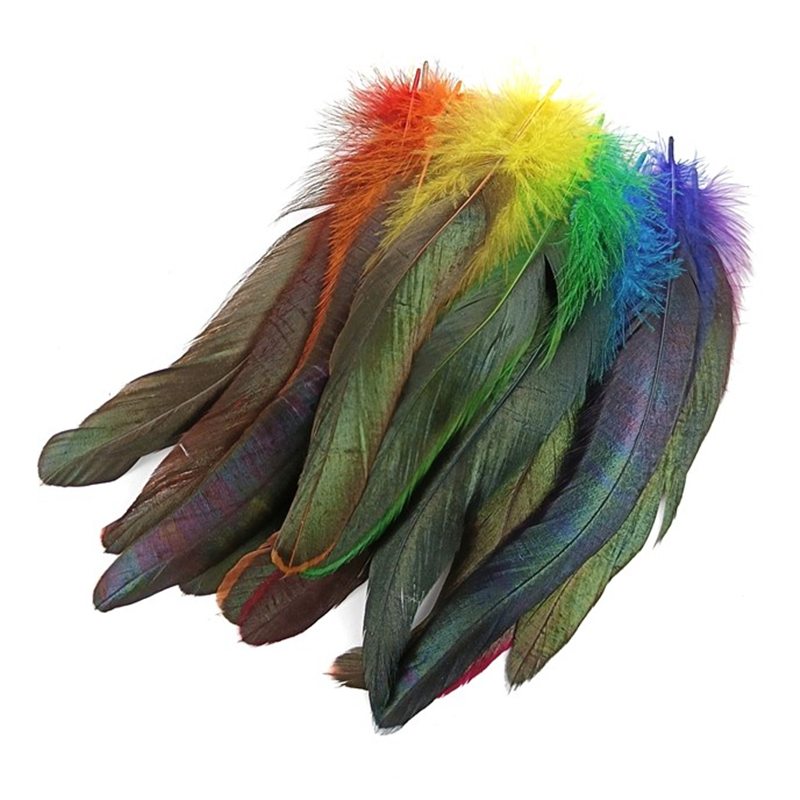 ขนนกไก่ ขนาด 15-20 ซม. สีสันสดใส สําหรับตกแต่งเครื่องประดับ งานฝีมือ 50 ชิ้น ต่อล็อต