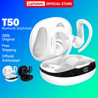 Lenovo T50 Bluetooth Earphones Wireless Earphone ชุดหูฟังบลูทู ธ หูฟังไร้สายหูฟังกันน้ำพร้อมไมโครโฟนกีฬาวิ่งชุดหูฟังความเที่ยงตรงสูงลดเสียงรบกวนบลูทู ธ Bluetooth5.2