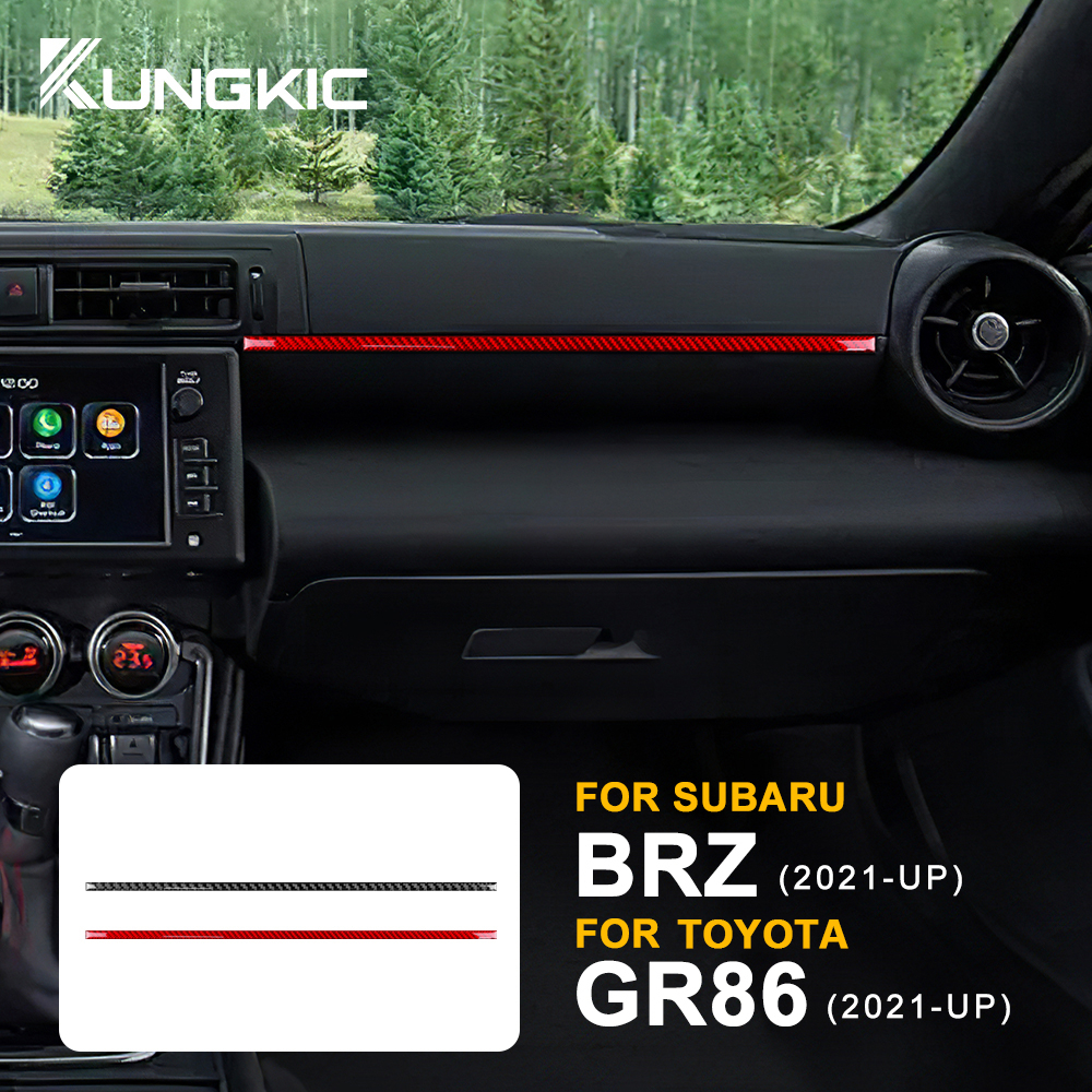 Kungkic คาร์บอนไฟเบอร์สําหรับ Subaru BRZ Toyota GR86 2021-2024 ผู้โดยสารตกแต่งสติกเกอร์ Co-pilot Trim Strip อุปกรณ์ตกแต่งภายใน
