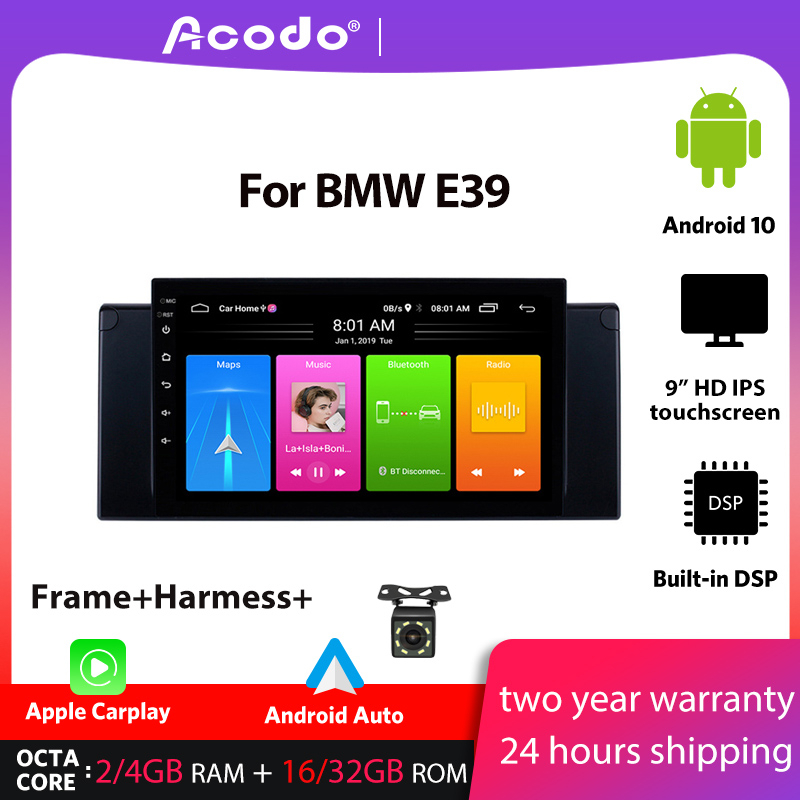 Acodo เครื่องเล่นมัลติมีเดีย 2G Ram 32G Rom Android 12.0 หน้าจอสัมผัส 10 นิ้ว สําหรับ BMW E39 Navigation GPS 2 din