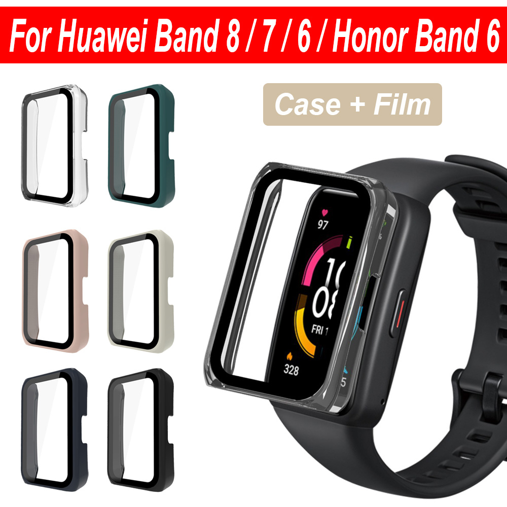 ตัวป้องกันหน้าจอ พีซี เคสป้องกันพร้อมฟิล์มคลุมทั้งหมดสําหรับ Huawei Band 11 Pro 10 9 8 7 6 / Honor Band 10 9 7 6