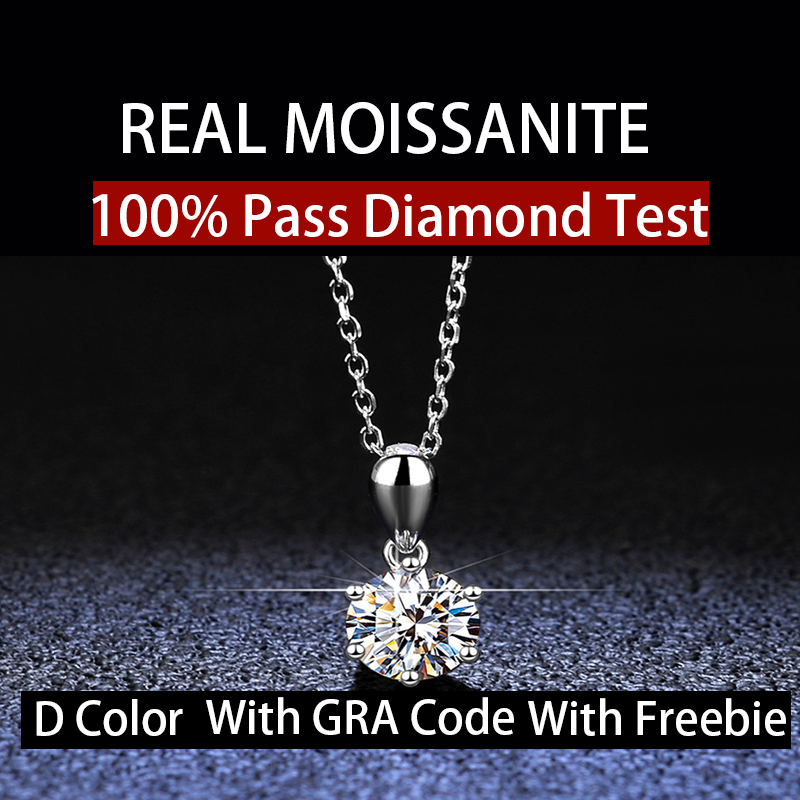 จริง Moissanite1ct 2ct 3ct หก Claw & Four Claw รอบตัดสีขาว D สีสร้อยคอ S925 เงิน GRA การรับรองสามารถ Pass Test สําหรับหมั้นงานแต่งงานพิธี