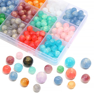 8/10/12 มม.Multicolor เรซิ่นเลียนแบบ Cat Eye ตรงหลุมหลวม Spa…