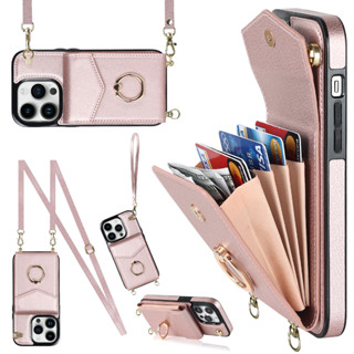 iPhone 14 Pro Max iPhone 13 12 Pro Max iPhone 14 iPhone 13 iPhone 12 Locking organ holder with leather sleeve and circular bracket for crossbody bag phone case