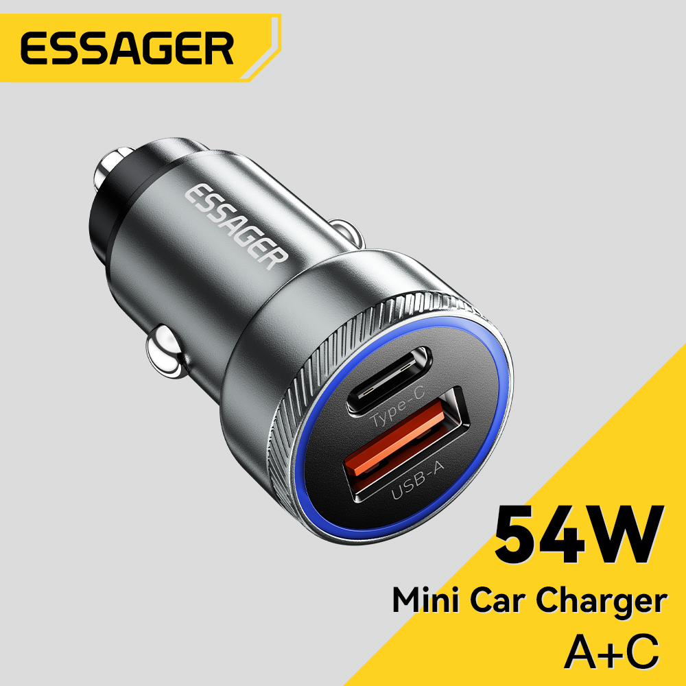 Essager ที่ชาร์จในรถยนต์ 54W LED Usb Type C PD QC 3.0 Fsat สําหรับ samsung IP Phone 12-24V