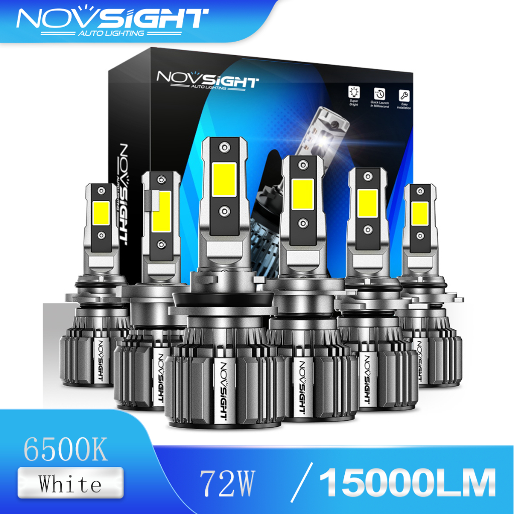 Novsight ใหม่ล่าสุด ไฟหน้ารถยนต์ ไฟตัดหมอก LED N74 H4 H11 H7 9005 HB3 9006 9012 HIR2 70W 15000LM 6500K ปลั๊กแอนด์เพลย์ 2 ชิ้น