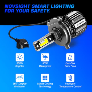 Novsight ใหม่ล่าสุด ไฟหน้ารถยนต์ ไฟตัดหมอก LED N74 H4 H11 H7 9005 HB3 9006 9012 HIR2 70W 15000LM 6500K ปลั๊กแอนด์เพลย์ 2 ชิ้น