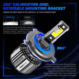 Novsight ใหม่ล่าสุด ไฟหน้ารถยนต์ ไฟตัดหมอก LED N74 H4 H11 H7 9005 HB3 9006 9012 HIR2 70W 15000LM 6500K ปลั๊กแอนด์เพลย์ 2 ชิ้น