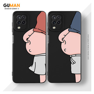 GUMAN เคสคู่ เคสซัมซุง คู่รัก ขอบเหลี่ยมกันกระแทกซิลิโคนนุ่มการ์ตูนน่ารักตลก เคสโทรศัพท์ สีดำ SAMSUNG A03 A12 A13 A51 A32 A52 A52S 5G M12 พลัส XYM2122