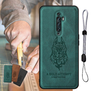 เคสโทรศัพท์มือถือหนัง ลายหมาป่า พร้อมเชือกคล้อง ปรับได้ หรูหรา สําหรับ OPPO Reno2 F Reno2 Z