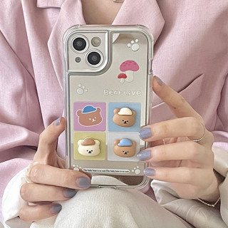 เคสโทรศัพท์มือถือ TPU แบบนิ่ม ลายหมีสามมิติ สําหรับ iphone 14 Pro Max 13 Pro Max 12 Pro Max