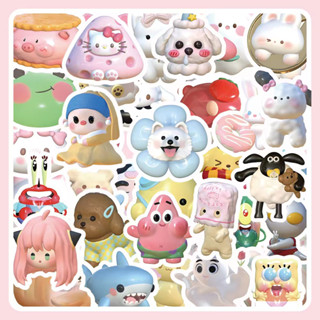 【60 ชิ้น】3D Cartoon Stickers สติกเกอร์ ลายการ์ตูนสพันจ์บ็อบ แกะ 3D กันน้ํา