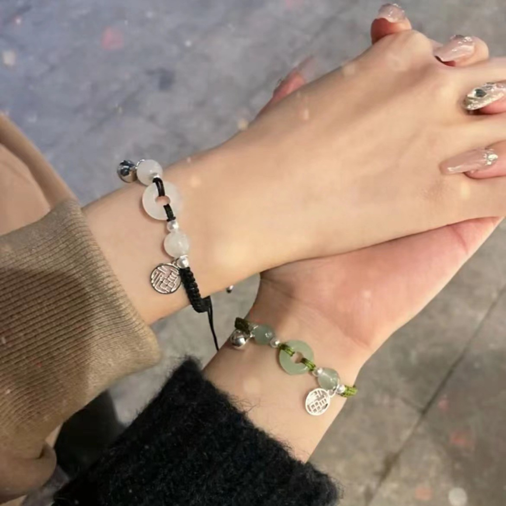 เครื่องประดับ สร้อยข้อมือ เชือกถัก ประดับลูกปัดหยกเทียม เรซิ่น แฟชั่นคู่รัก สําหรับผู้หญิง