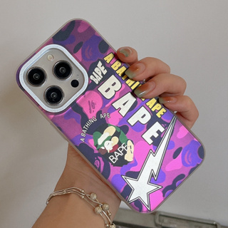 เคสโทรศัพท์มือถือชุบไฟฟ้า กรอบด้านใน BAPE กันกระแทก สําหรับ iPhone 14 pro max 14 pro 13pro 13promax 12promax iPhone 11