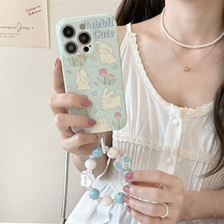 เคสโทรศัพท์มือถือ TPU ลายกระต่าย ดอกทิวลิป สําหรับ iPhone 14 Pro Max 13 Pro Max 12 Pro Max