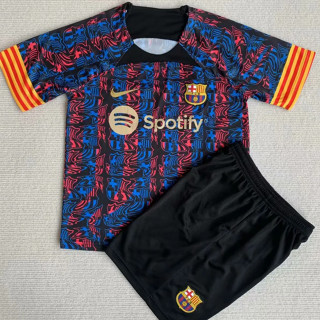 เสื้อกีฬาแขนสั้น ลายทีม Barcelona Jersey 2023/24 ชุดเหย้า สําหรับเด็ก